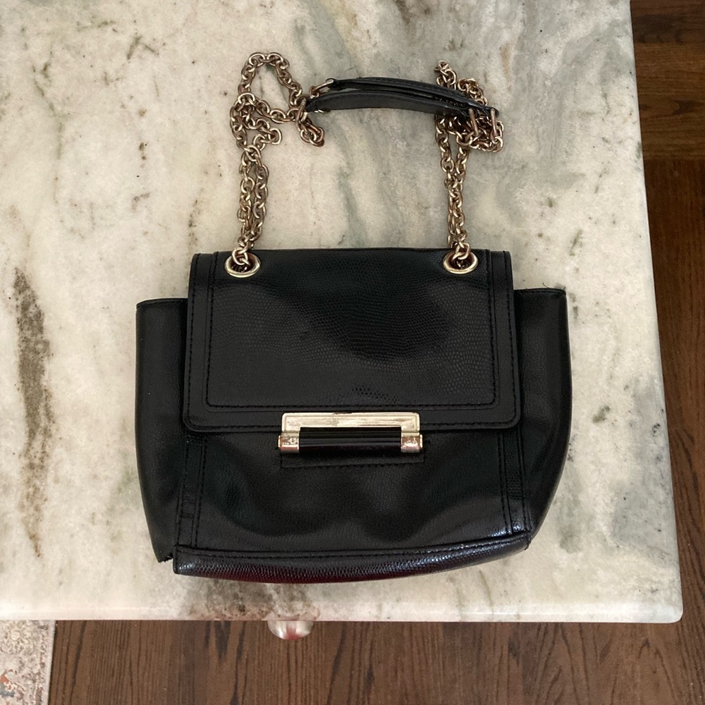 Vintage Diane Von Furtstenberg Black Lizard Small Chain Purse
